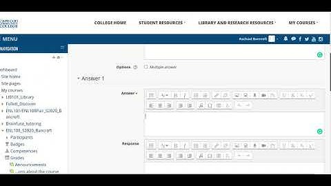adding content and questions to a lesson in Moodle