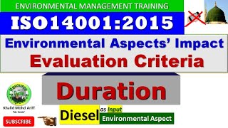ISO14001:2015 Aspects' Impact Evaluation for Diesel - DURATION