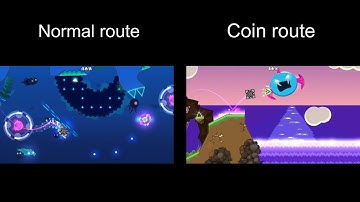 Floodfall Caverns by J735: Coin Route vs Normal Route Side-by-Side Comparison | Geometry Dash