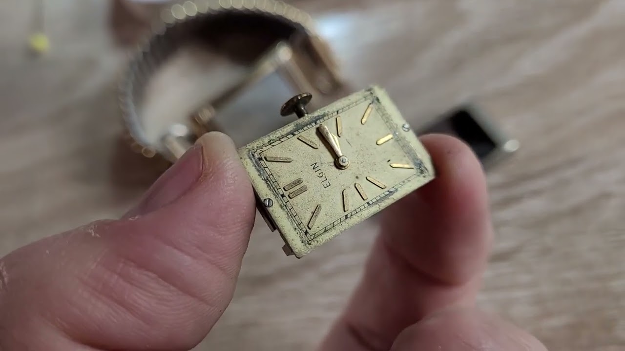 EXCELLENT Antique 1920's Art Deco Mens ELGIN TANK Gold Filled Wrist Watch - Runs