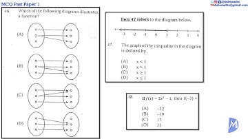 46,47&48 | Relations, Functions and Graphs | Multiple Choice 1 | CXC CSEC Mathematics