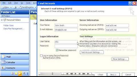 Creating an email account in Outlook 2003