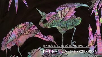 Đĩa khảm HOÀNG HẠC THANH CAO gỗ trắc ốc đỏ lửa singapore | khảm ốc đẹp Triệu Khảm Trai