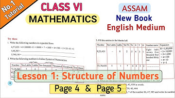 class 6 mathematics lesson 1 english medium for assam | structures of number - page 4 and 5