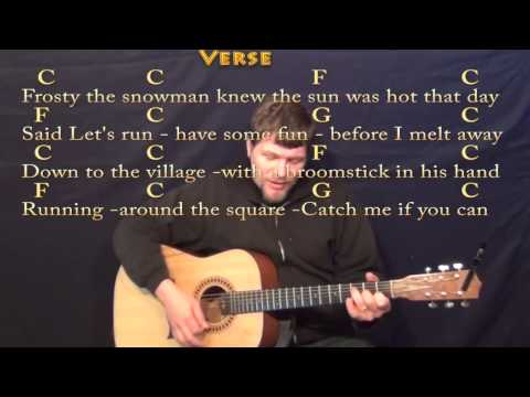 Frosty the Snowman - Strum Guitar Cover Lesson in C with Chords/Lyrics