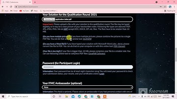 about submmision and login iymc.