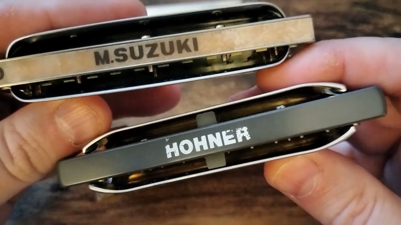 Губные гармошки бок о бок: пластик, дерево и сталь. Hohner Seydel Suzuki