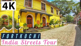 Exploring Fort Kochi Streets | Dutch Cemetery to Vasco Da Gama Square | Indian Streets 4K Walking