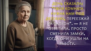 картинка: Дочь сказала Твоя комната нужна нам под детскую, переезжай на балкон  — Я не ответила  Просто.......