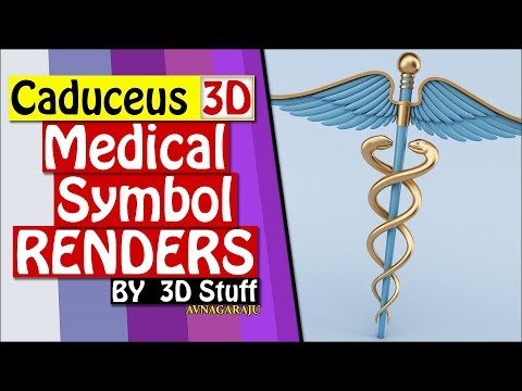 3D Caduceus Medical symbol