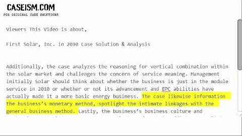 First Solar, Inc. in 2010  Case Solution & Analysis- Caseism.com