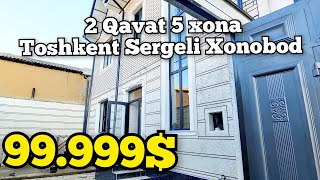 Toshkent Sergeli Xonobod 5 Xonalik Yangi Hovli. 2 Qavat 100% tayyor sotiladi Narxi 99.999$ Metro bor