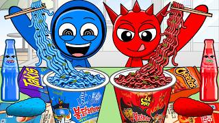 Blue & Red Convenience Store Food l Incredibox Sprunki Mukbang l MOOMOO STUDIO