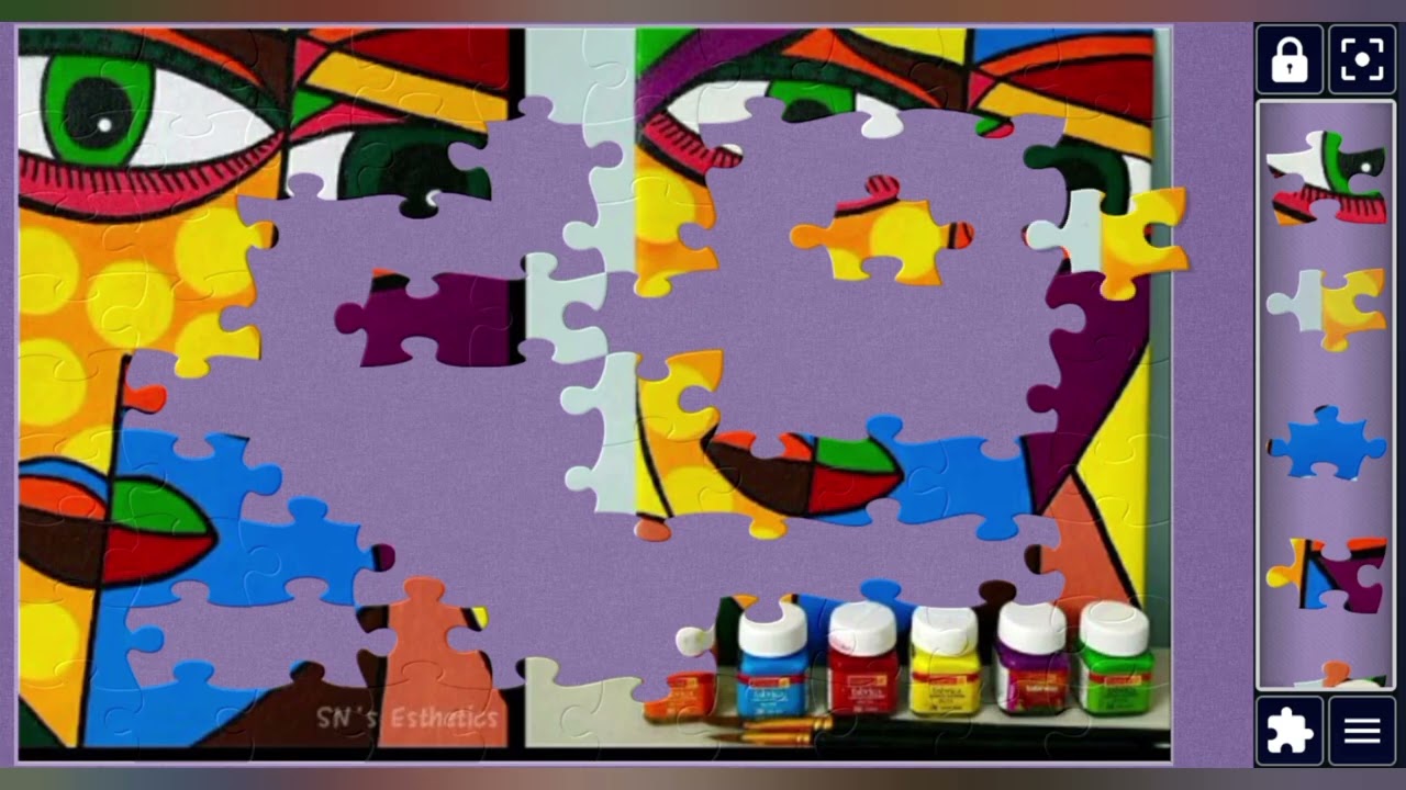 Funky Abstract Face Canvas Art🎭🎨🫟🖌️🖍️🎉🧩 jigsaw puzzle game 🧩//