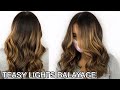How to LIFT OUT DARK COLOR on Dark Brown Long Hair | Step by Step Balayage | Teasy Lights