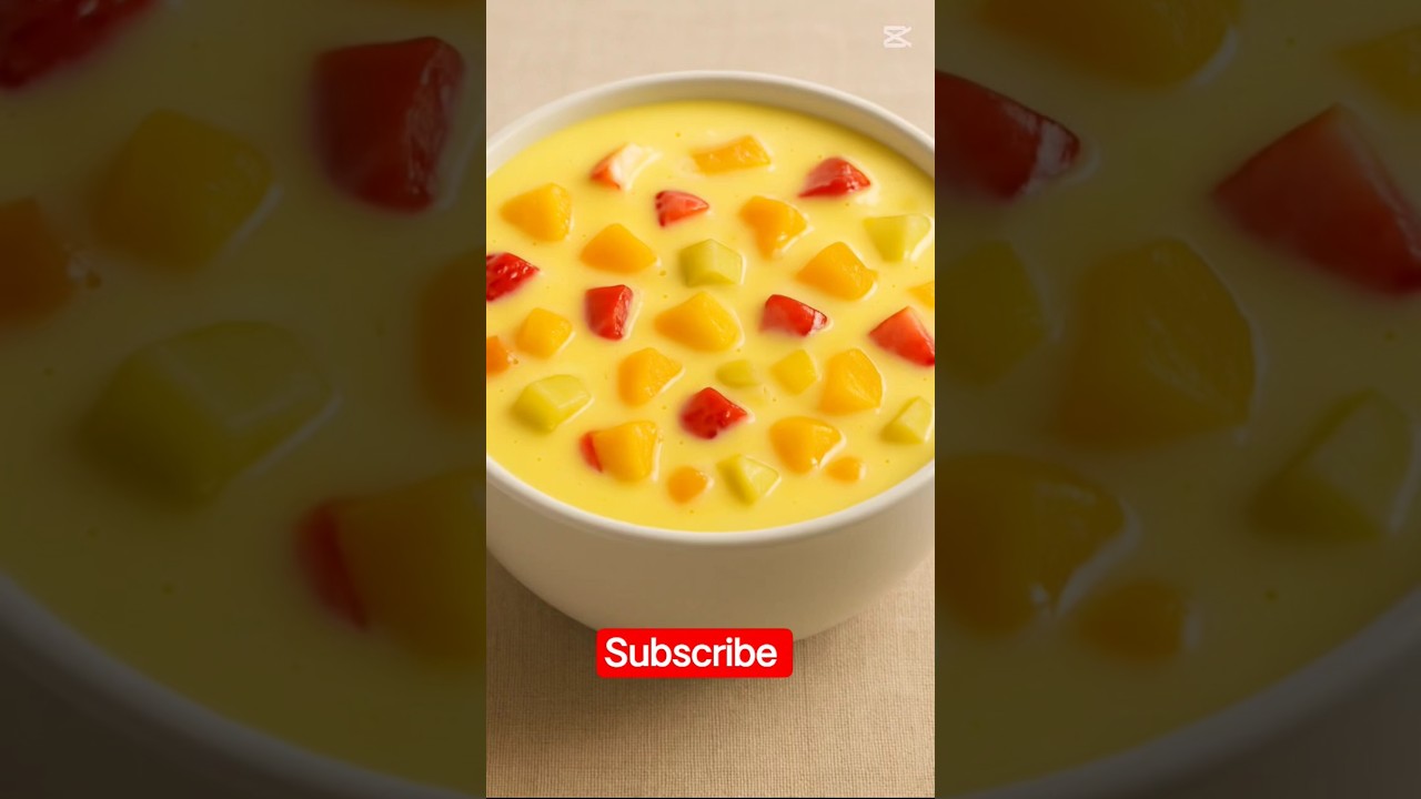 Delicious Creamy Custard with Fresh Fruits 🍍🍎 