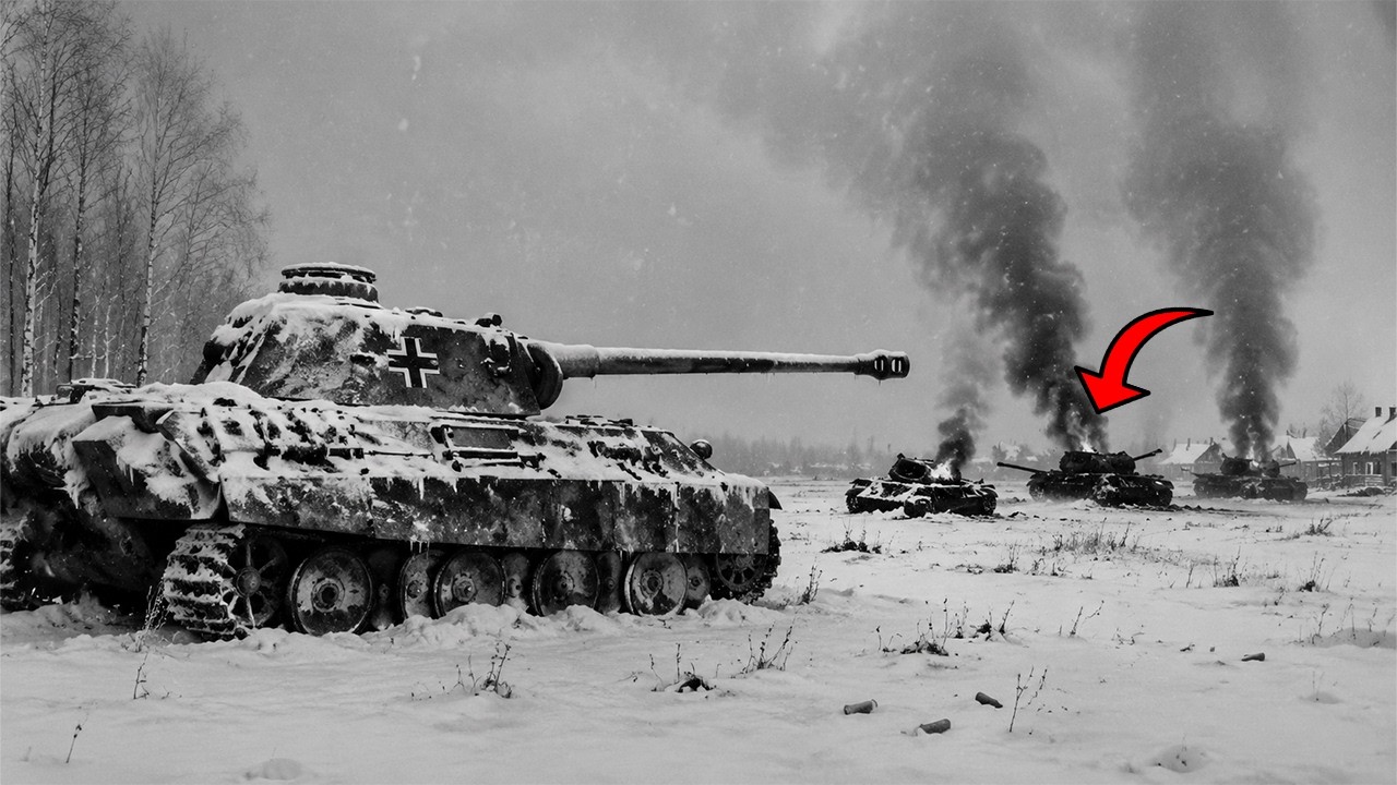 22 T-34 verloren ihn im Schneesturm — der Panther-Kommandant fuhr blind durch die Nacht