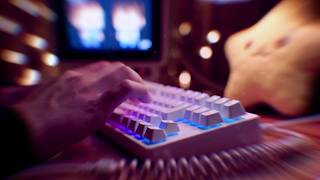 Keyboard Typing ASMR in a Silent Neon Workspace screenshot 4