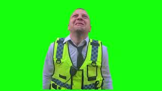 British Cop Screaming No - Green Screen