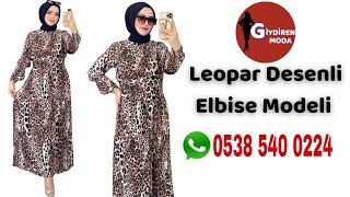 Leopar Desenli Elbise Modelleri - Tesettür Giyim Kombinleri