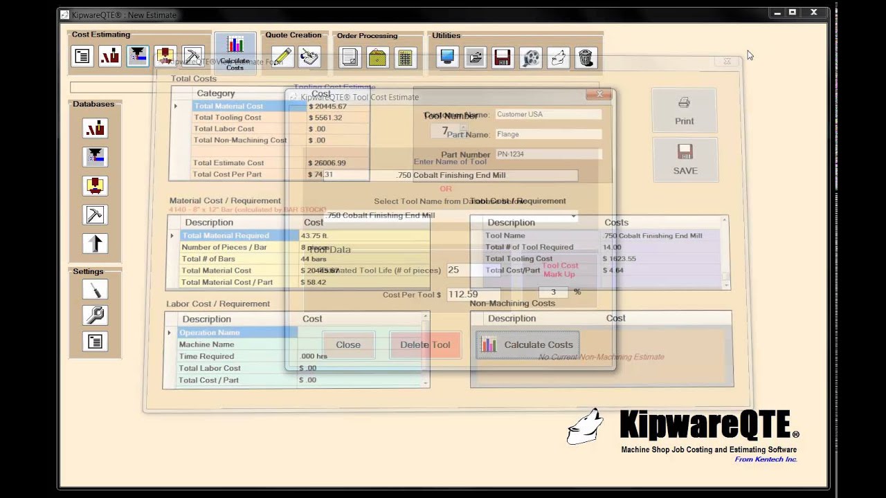 Machine Shop Cost Estimating with KipwareQTE® from Kentech Inc. YouTube