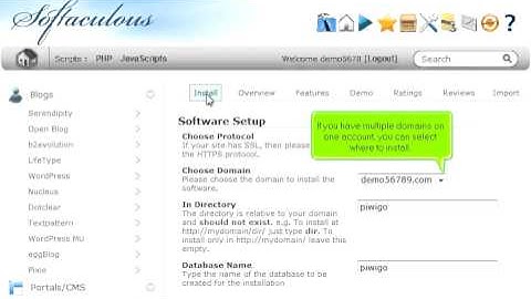 How to install Piwigo from Softaculous