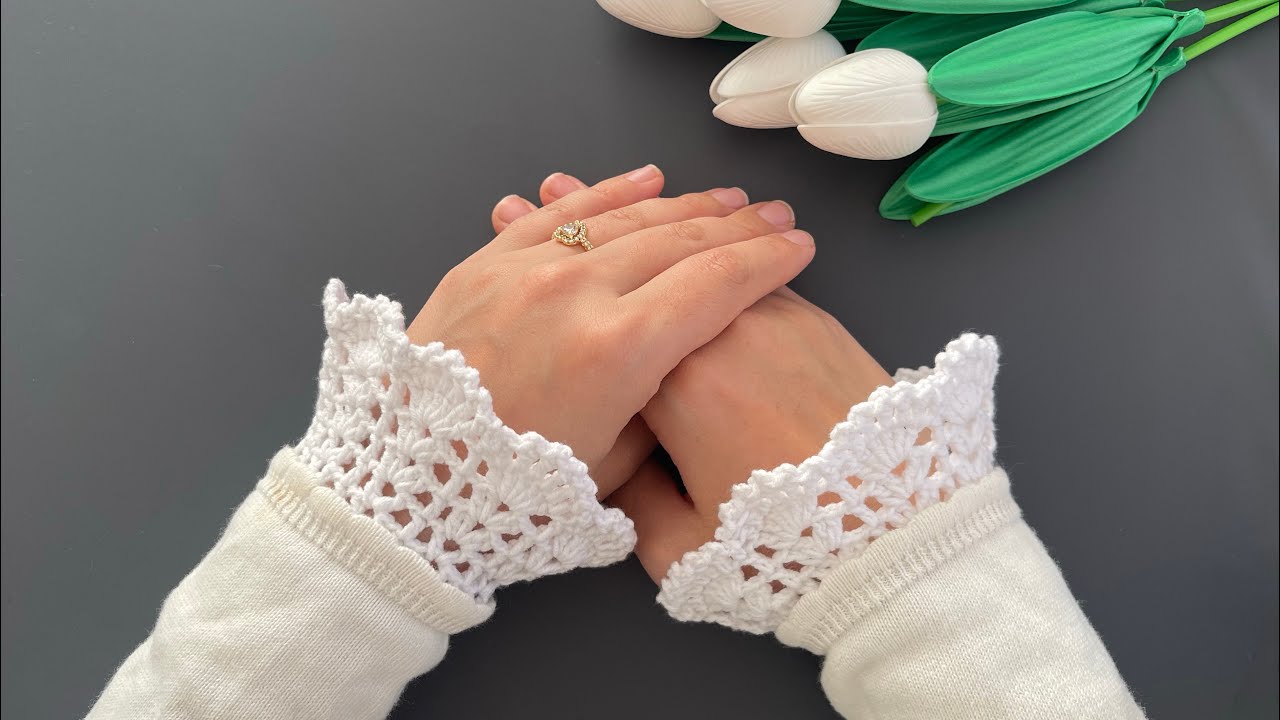 Elegant Lace Crochet Wrist Cuffs Tutorial 🤍 (Easy & Beautiful)