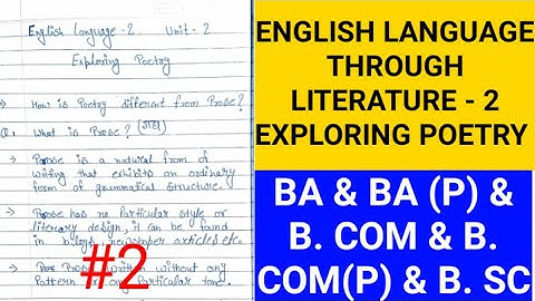 Exploring Poetry #2 | English Language-2 | Unit - 2 | 3rd and 4th sem English | SOL DU, NCWEB IGNOU