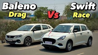 Swift 2024 Vs Baleno Drag Race - 80 Bhp Vs 89 Bhp 🔥: Swift New Model 2024 Vs Baleno Sigma !!