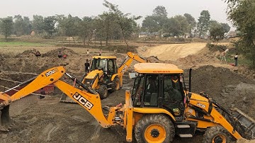 JCB Backhoe Loader Machine Working For Bridge Foundation Construction - JCB Working Video