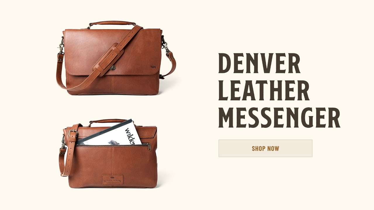 Buffalo Jackson Trading Co. Roosevelt Leather Laptop Messenger Bag | Amber Brown