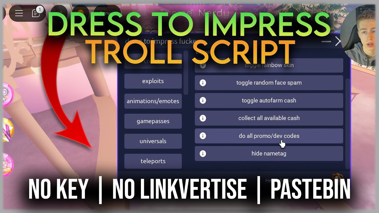 Roblox Dress To Impress Script - Free VIP, Auto Farm Cash, Trolls