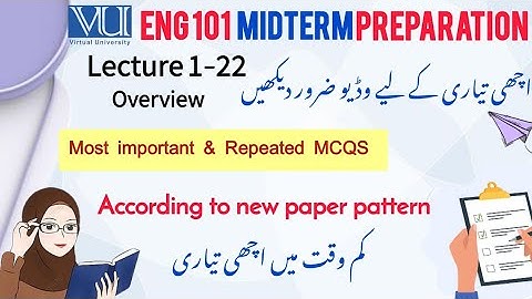 Eng101 Midterm Preparation 2025 Important Repeated MCQs, New Paper Pattern Preparation, English 101