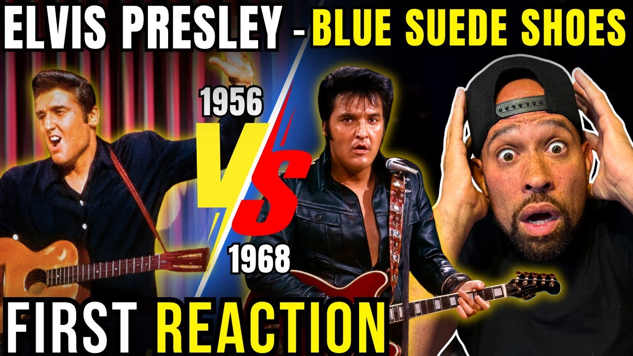 FIRST time SEEING Elvis Presley - Blue Suede Shoes! 1956 Vs 1968 is WILD...