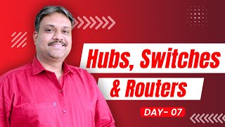 Hubs Switches and Routers Explained | Best Video on Networking Devices Hindi | day-7