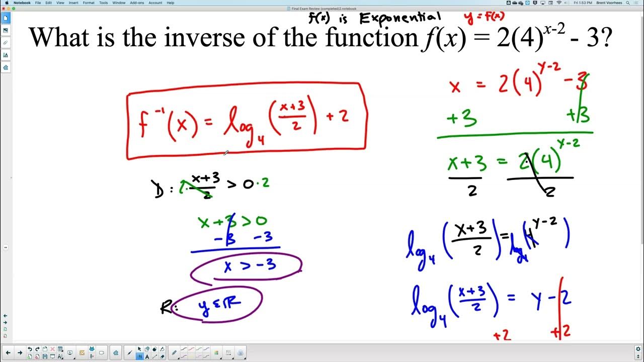 Final exam review lesson 2 10 exponential and logarithmic functions