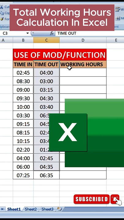 Working Hours Calculate Kaise Kare  #exceltips #excel  #microsoftoffice