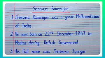 10 Lines Essay On Srinivasa Ramanujan In English l Essay On Srinivasa Rao l National Mathematics Day