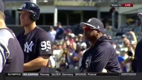 Aaron Judge, Giancarlo Stanton and Gary Sanchez take batting practice.