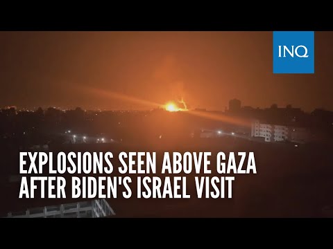 Explosions seen above Gaza after Biden's Israel visit