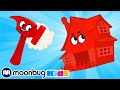 Tier-Häuser bauen | Kinderlieder und Cartoons | Morphle | Moonbug Kids Deutsch