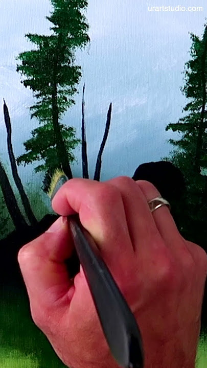 How to paint Green Island on the Lake #acrylicpainting #paintingtechniques #art #easyarttutorial