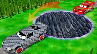 Mega Carbon Fiber Pit Custom Lightning McQueen with Big & Small Pixar Cars! BeamNG. drive Battle!