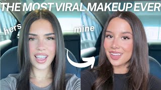 FOLLOWING LEAH HALTON’S VIRAL MAKEUP ROUTINE | Leah Halton Tik Tok Viral Makeup Tutorial