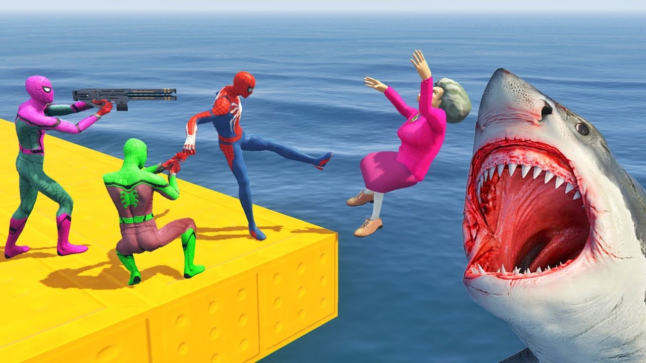 Scary Teacher 3D - Spiderman Troll Miss'T - Spiderman and Hungry Shark Vs Miss'T - Game Animation