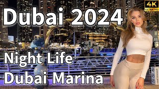 Dubai Marina 🇦🇪 Vibrant Night Life in Dubai Marina Walk After Storm [ 4K ] Walking Tour