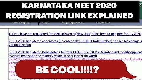 KARNATAKA NEET 2020 REGISTERATION LINK EXPLAINED
