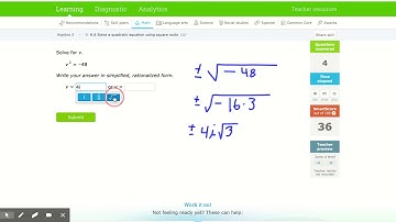 IXL - Solve a quadratic equation using square roots (Algebra 2 practice)