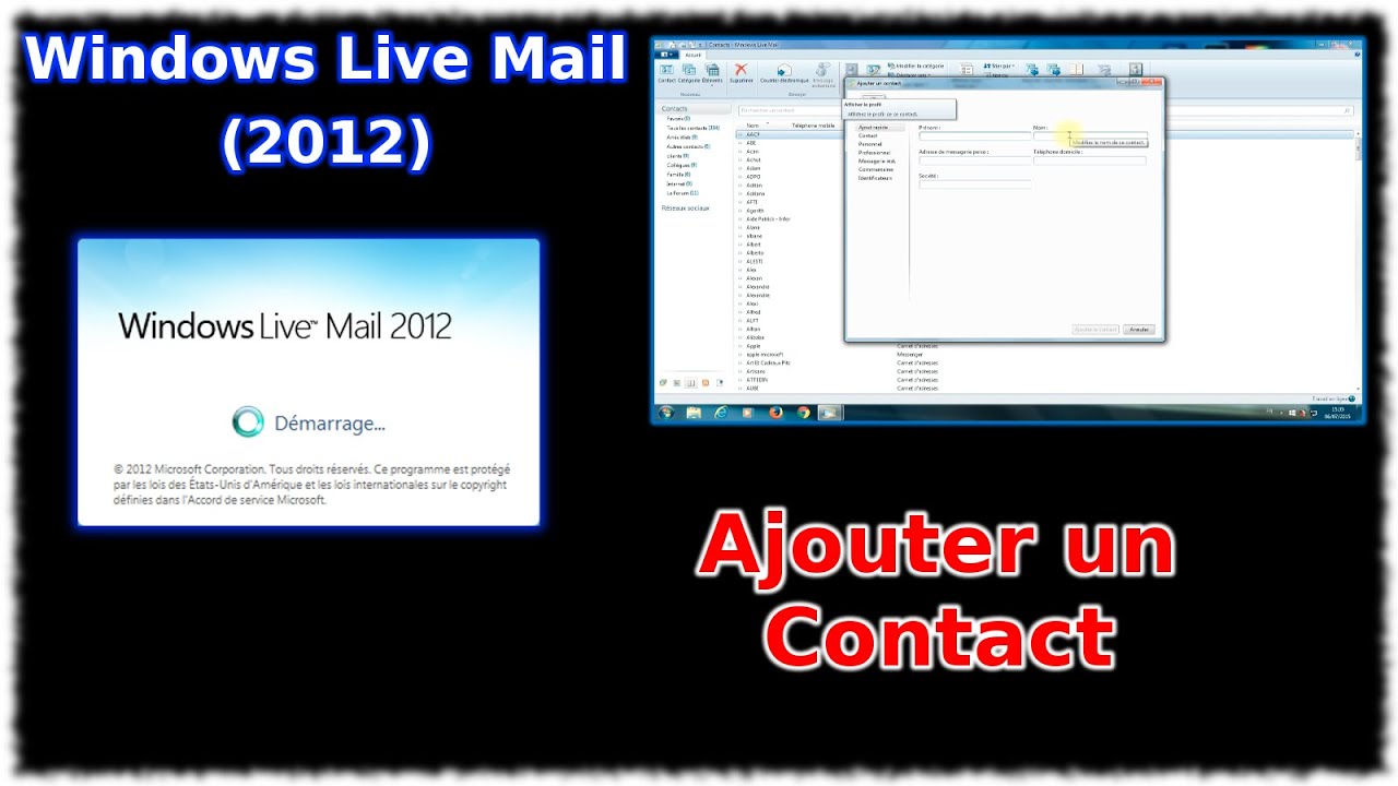 Tuto Windows Live Mail 2012 - Ajouter un contact - YouTube