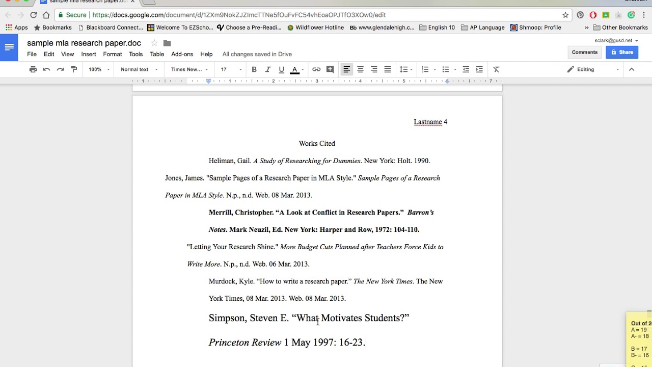 research paper on google docs